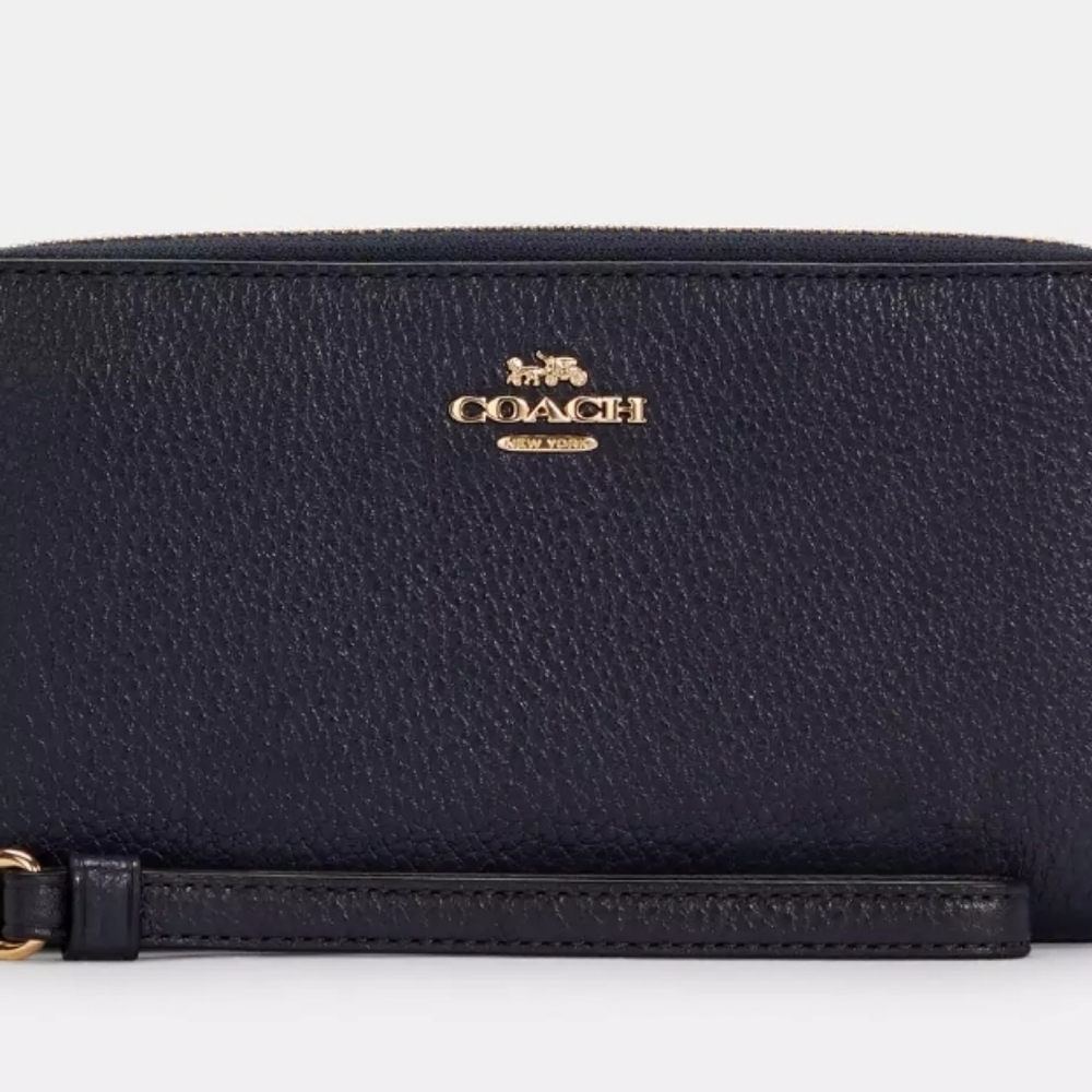Coach Refined Pebble Leather Long Zip Around Wallet